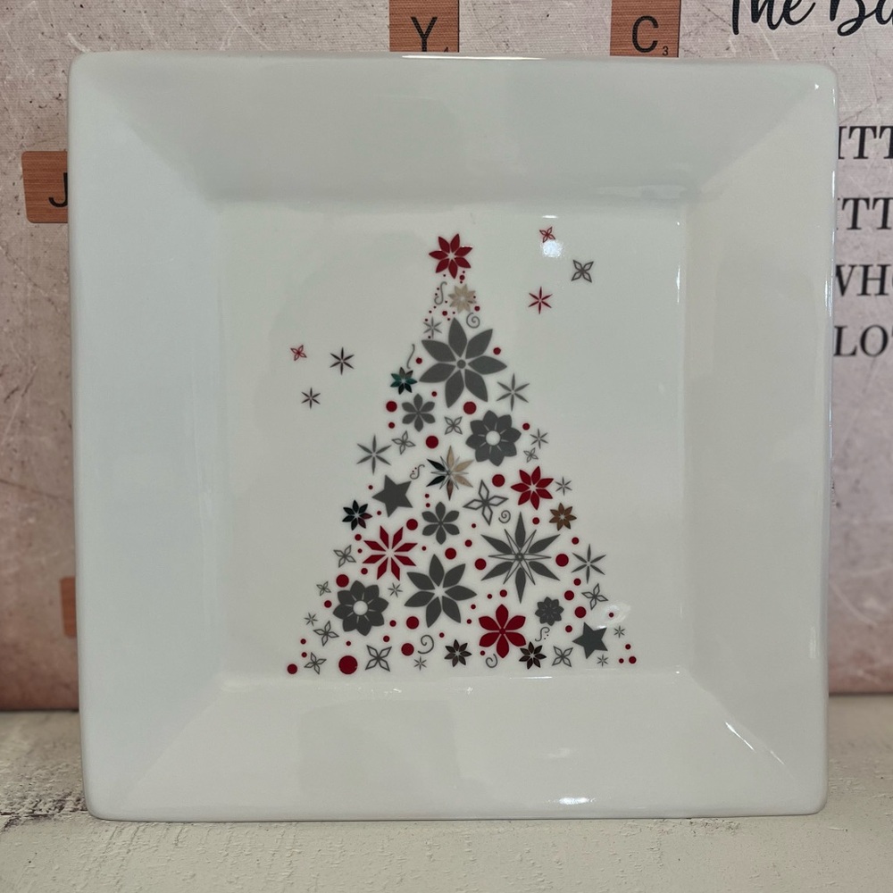 Food Network Linzer Holiday Tree 10" Square Plate